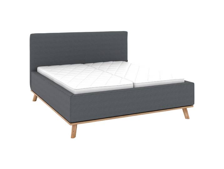 Musterring Polsterbett, Grau, Holz, Esche,Esche,Birke, Buche, massiv, H3, Höhe ca. 20 cm, 180x200 cm, Reach, atmungsaktiv,in verschiedenen Größen erhältlich,Mittelgurt, verstellbar, Schlafzimmer, Betten, Polsterbetten