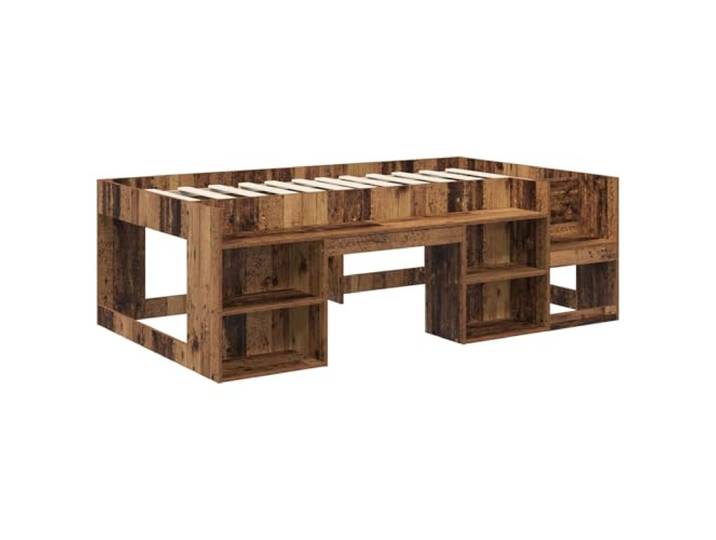 KTHLBRH Bettgestell, Holz, Antik, 98,5 x 200 cm Feste Latten, Regalböden, Holz, für den Innenbereich, 120 kg