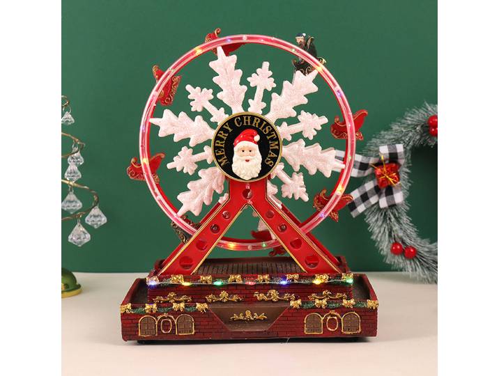 Modèle de noël en résine et plastique, musique scintillante, grande roue rotative, décorations de noël, petits ornements de bureau pour la maison, nouveauté 2026