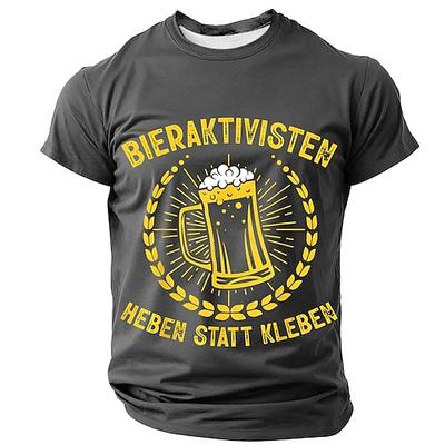 Herren Kurzarm-Graphic-T-Shirt Bier-Aktivisten 'Heben statt kleben' lustiges deutsches Lifestyle-Tee