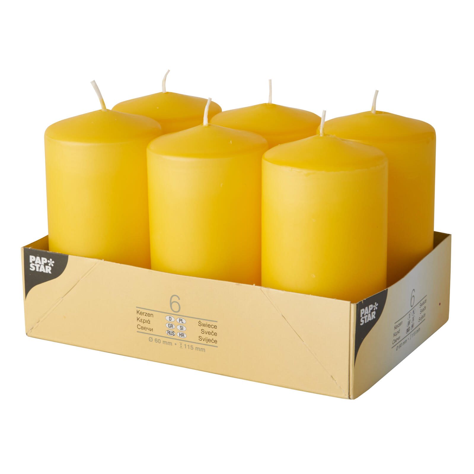 STARPAK PAPSTAR Stumpenkerze 11.5 cm goldgelb 17996
