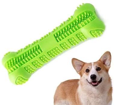 Uplifted Goods Soft Rubber Dog Toothbrush Chew Toy For Small And Medium Dogs green m 4.13 1.45in