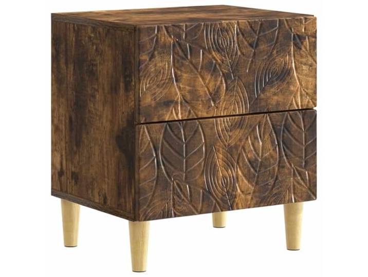 PUGYNBK Nachttisch, Eiche rauchfarben, 43 x 34,5 x 48 cm Holzverarbeitung, Schublade zum Schieben, Beine aus Eukalyptus, natürliches braunes Finish, einfache Reinigung