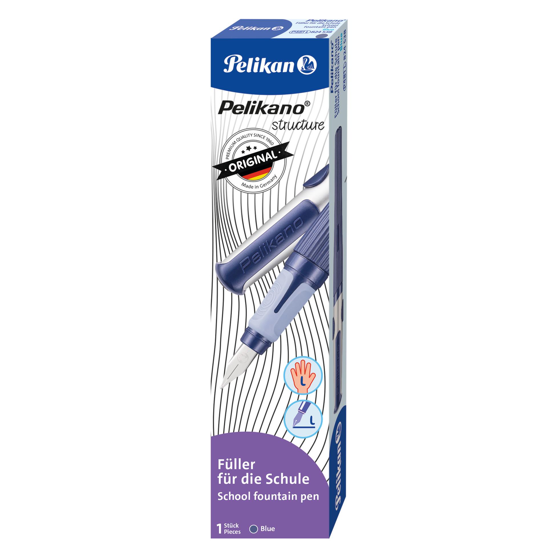 Pelikan Füllhalter o structure P481L, blau Schaft mit Rillenstruktur, ergonomische Soft-Griffzone (1x) (824538)