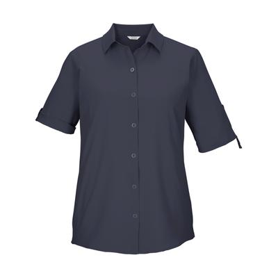 Funktionshemd KILLTEC "KOS 85 WMN WVN SHRT", Damen, Gr. 42, Normalgrößen, blau (nachtblau), Obermaterial: 100% Polyester, Hemden, Schnelltrocknende Bluse, krempelbare Ärmel, vielseitig kombinierbar