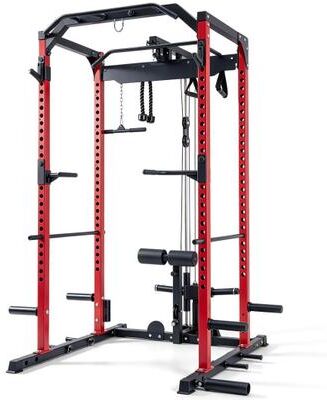 Costway Heavy-Duty Power Cage with Cable Crossover System and Leg Hold-down-Red