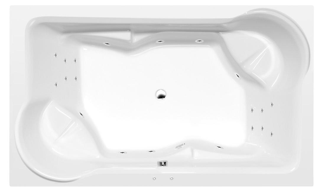 Polysan DUO Whirlpool-Badewanne, 200x120x45cm, Attraction Hydro, Chrom