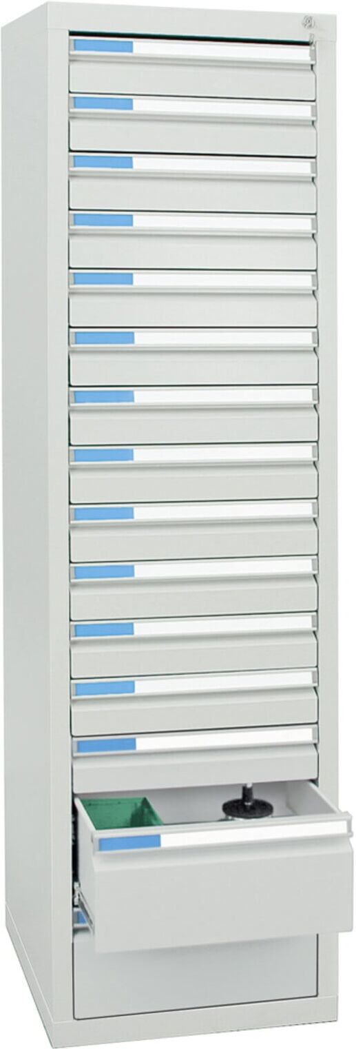 Stumpf Schubladenschrank Serie ESTA, 15 Schubladen lichtgrau (13x100, 2x200mm) ; Stumpf Metall (7605607)
