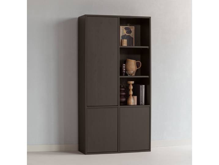 Massiver Schrank Merel 100 x 200 x 40cm Braun/Graubraun