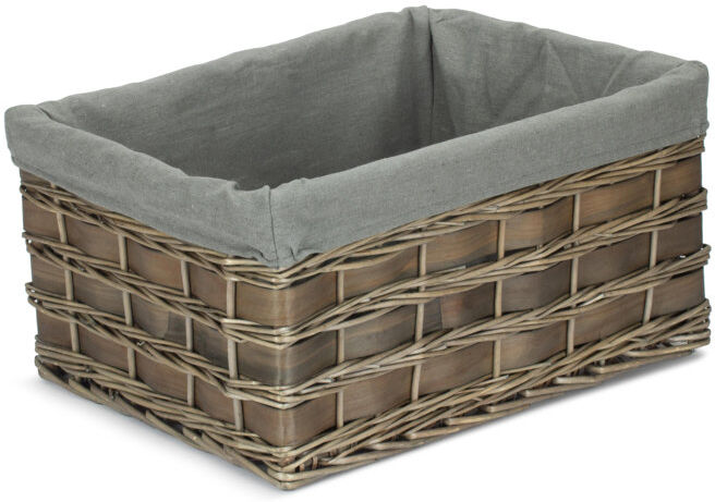 Bay Isle Home Wicker Lined Scandi Style Storage Basket Grey Scandi/Grey 23cm H x 47cm W x 34cm D