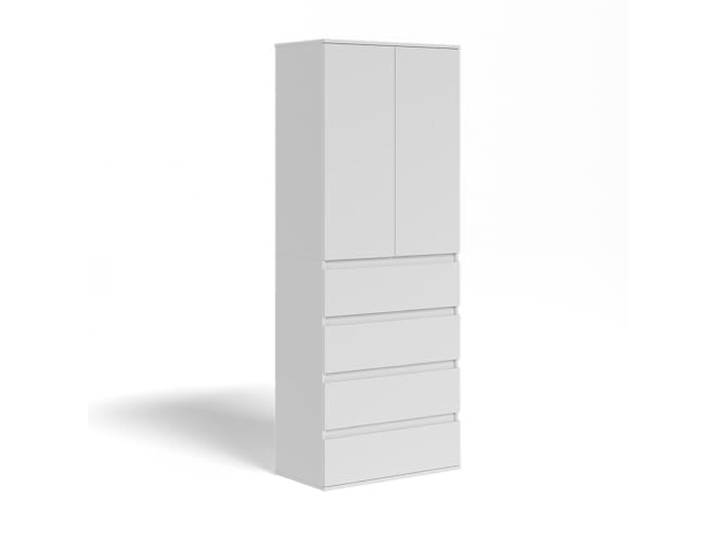 Vicco Kleiderschrank Claus, Weiß, 74 x 191.5 cm mit 4 Schubladen, zur Aufbewahrung von Kleidung und Textilien