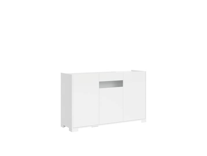 Buffet bas 3 portes 130x40x81 cm effet bois blanc brillant