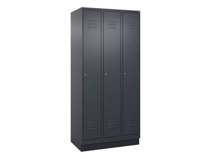 C+P Classic PLUS wardrobe locker, Anthracite, with 3 doors, with key, New Robust - ideal for offices and reception areas