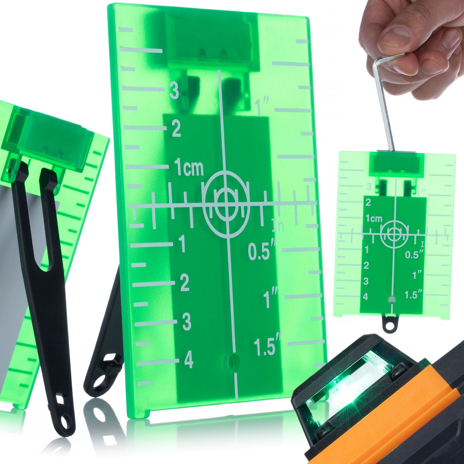 Rosfix Leesplaat PLATE Magnetische Houder 3D-Schaal Groen 10 x 7 cm voor Laserwaterpas