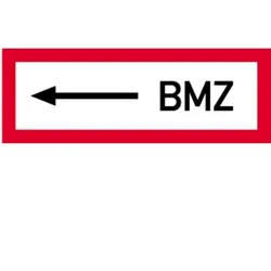 Schild BMZ linksweisend, Alu, reflektierend RA1, 297x105 mm