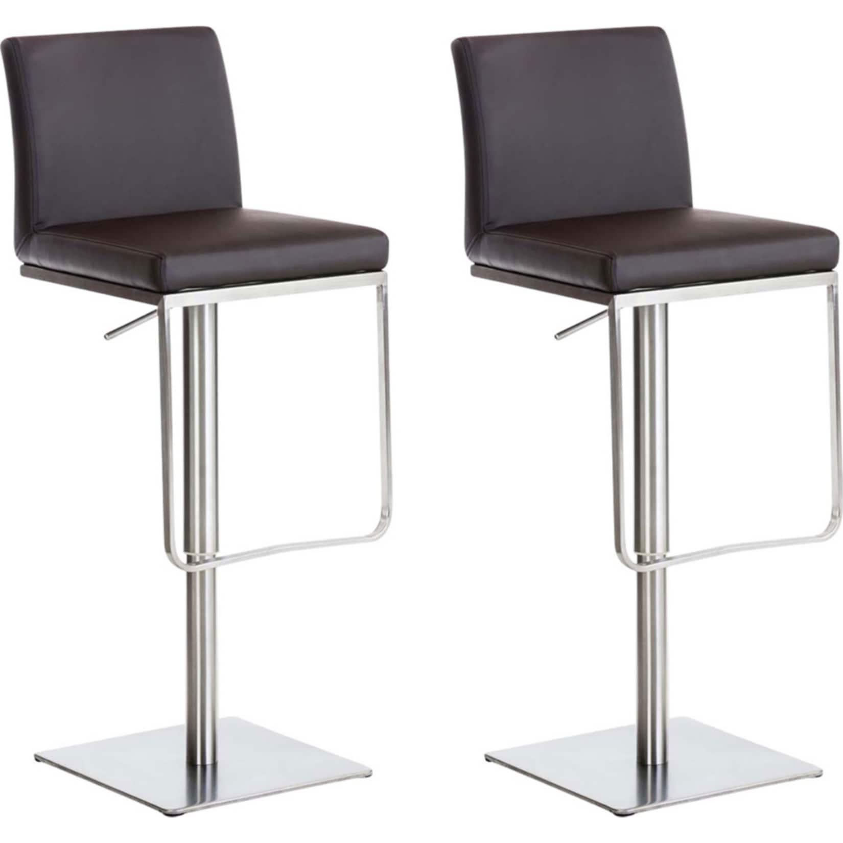 CLP 2er Set Barhocker Panama E Kunstleder - Farbe: braun, Gestellfarbe: edelstahl