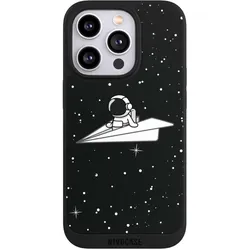 Nivocase Handyhülle für Apple iPhone 14 Pro Hülle NIVOpure Case Schwarz Astronaut Comic Papier (Apple iPhone 14 Pro), Smartphone Hülle, Schwarz