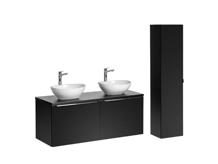 Ensemble meuble double vasque 120cm et colonne Éros Noir