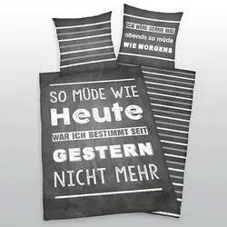 Herding Sprüche Bettwäsche Größe 80x80 + 135x200 cm
