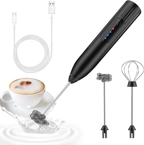 EBUYFIRE Elektrische melkopschuimer Mini garde met 3 snelheden USB oplaadbaar Zilver