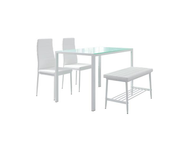 Ensemble de table à manger 4 pièces blanc 120x75cm
