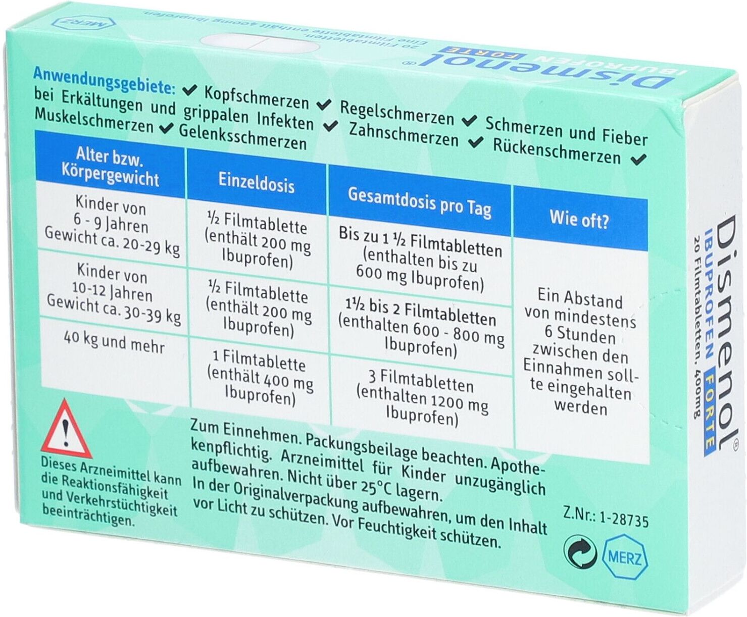 Dismenol-Ibuprofen 400 mg Forte Filmtabletten 20 St 20 St Filmtabletten