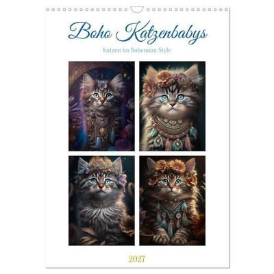 Boho Katzenbabys (Wandkalender 2027 DIN A3 hoch), CALVENDO Monatskalender