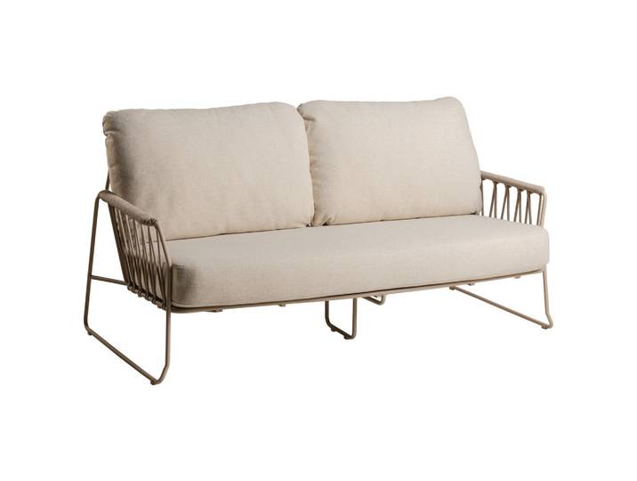 Tierra Outdoor Loungesofa, Weiss, Champagner, Metall, Textil, Füllung: Komfortschaum,Komfortschaum, 180x83x60 cm, Gartenmöbel, Loungemöbel, Outdoor-Sofas