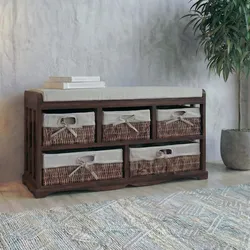 Kommode und Sitzbank mit 5 Schubladen, 45x77x36cm, Shabby-Look, Shabby Vintage ~ braun