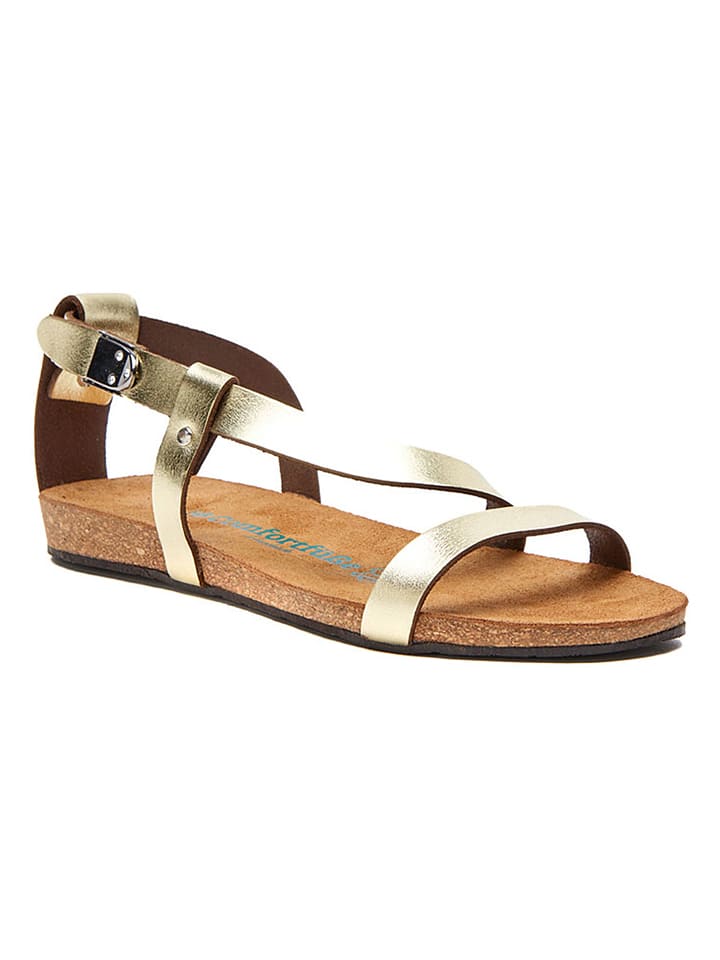 Comfortfusse Leder-Sandalen in Gold - 39