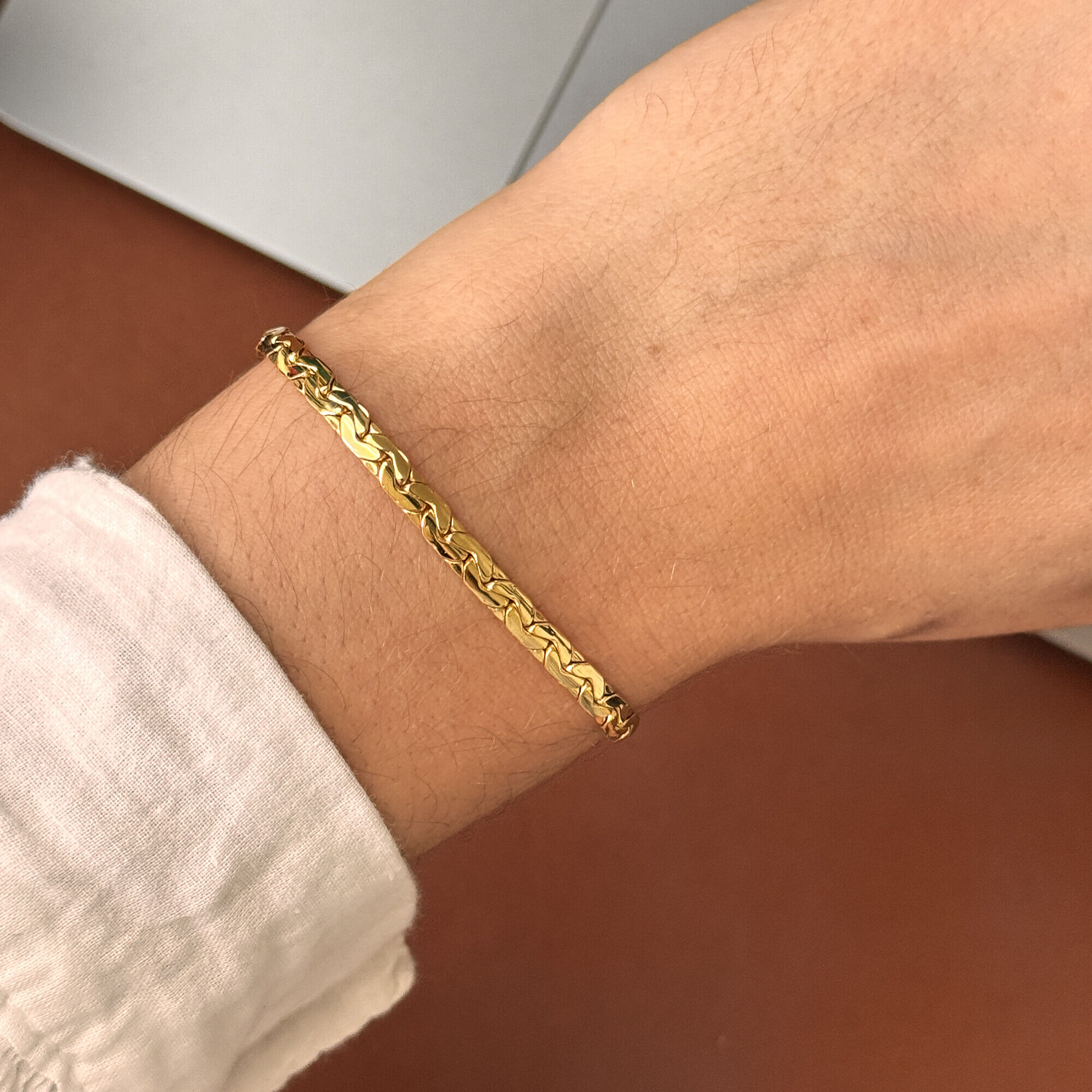Maison de la Médaille Bracelet maille Haricot - Or Jaune 9ct