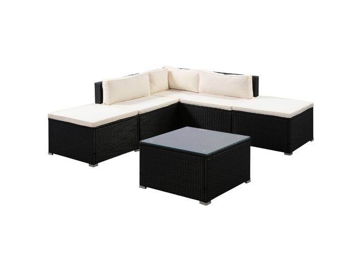 Rattanlounge FARO schwarz/beige