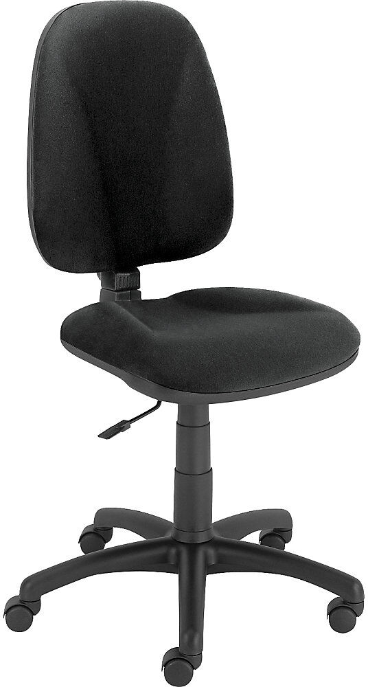 kaiserkraft Bürostuhl JUPITER, Gestell schwarz, ohne Armlehnen, Permanentkontakt-Mechanik, Bezug schwarz