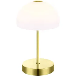 Nachttischlampe Touch Messing Tischleuchte LED Glas opal Beistellleuchte Touchfunktion, 5W 400Lm warmweiß, DxH 15x27 cm