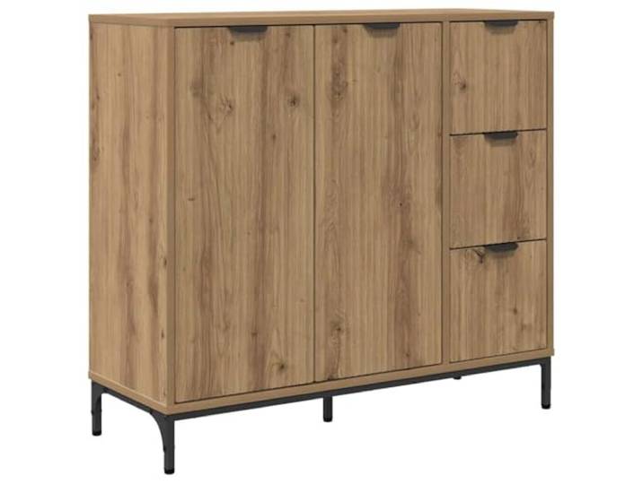 TEKGHUT Sideboard Artisan-Eiche 89,5 x 33 x 82 cm Holzwerkstoff Rechteckige Form, geräumige Fächer, Scharniertüren, schwarze Stangengriffe, Wandbefestigungsset, bis 60 kg