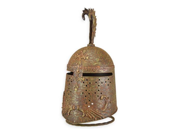 Aubaho Dekoobjekt Ritterhelm mit Ständer LARP Ritter Krieger Dekoration Metall 46cm Anti