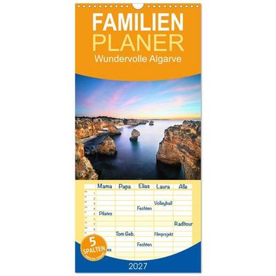 Familienplaner 2027 - Wundervolle Algarve mit 5 Spalten (Wandkalender, 21 x 45 cm) CALVENDO
