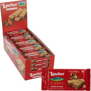 Loacker Waffeln Classic Napolitaner, Waffelschnitte, mit Haselnusscreme, einzeln verpackt, 1125 g, 25 Stück