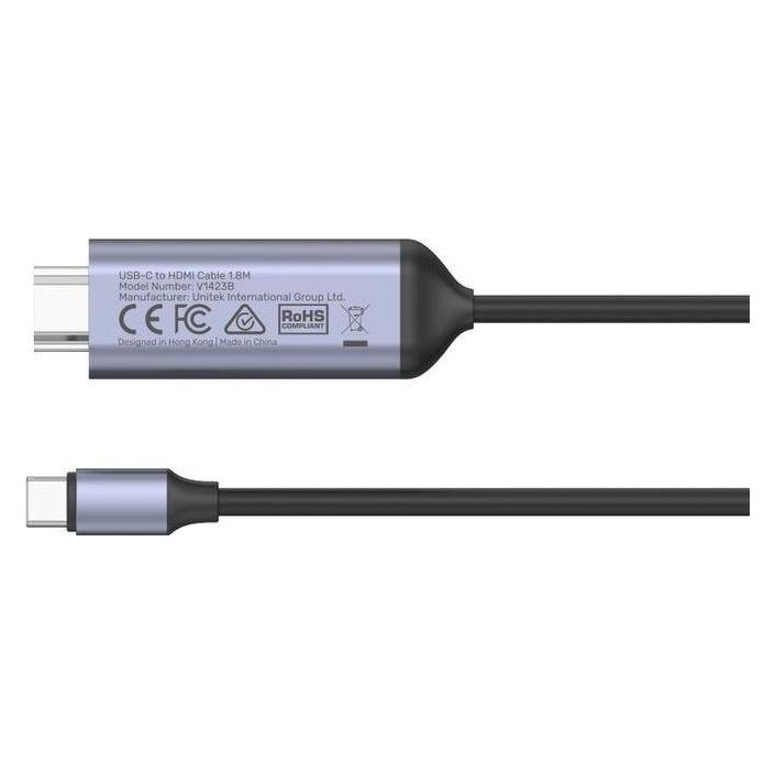 Unitek KABEL USB-C - HDMI 8K USB 4 HDR10+ 1 8M (1.80 m) (V1423BGY01)