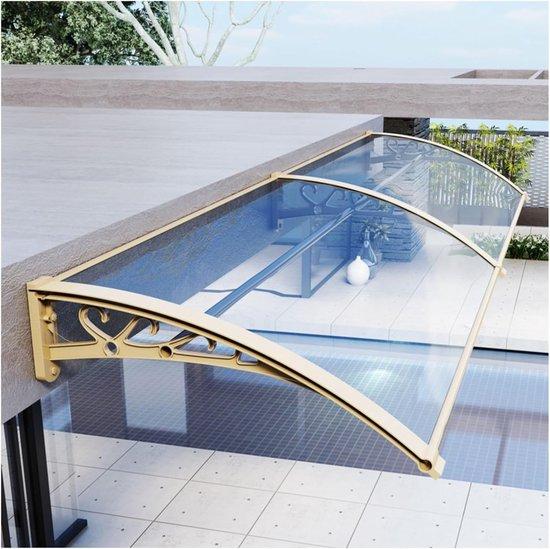Famanu Außenüberdachung Polycarbonat wetterfest - Tür- und Fensterschutz - Aluminium, transparent 100x300cm