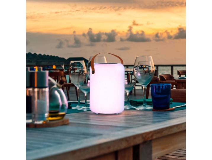 FH Lighting Solar-LED-Tischleuchte Orno, warmweiß und RGB dimmbar, weiß / opal, Kunststoff, Modern, Solarleuchten