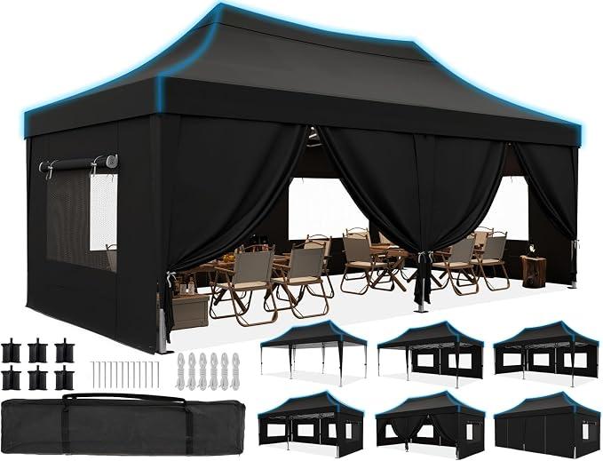 Faltpavillon 3x6m wasserdicht | Partyzelt, Pop-Up Pavillon, Gartenpavillon, stabil, mit Seitenwänden, UV-Schutz 50+, Tragetasche inkl, Stahlrahmen