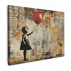 LEINWANDBILD Graffiti - Banksy - Mädchen - Straßenkunst Wandbild 40x30 cm