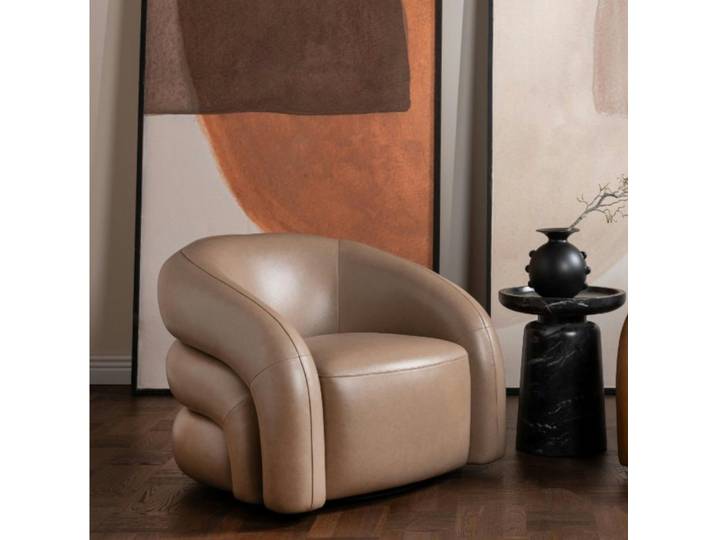 Fauteuil pivotant en cuir BRADFORD - Taupe