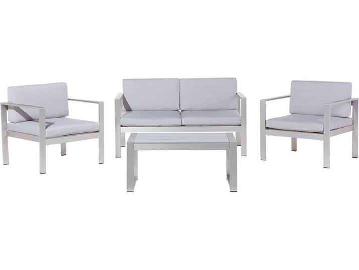 BELIANI Gartenset Hellgrau Aluminium Polyester 6-Sitzer Terrasse Outdoor Modern