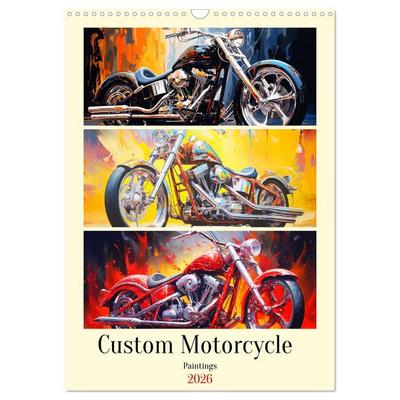 Custom Motorcycle Paintings (Wandkalender 2026 DIN A3 hoch), CALVENDO Monatskalender