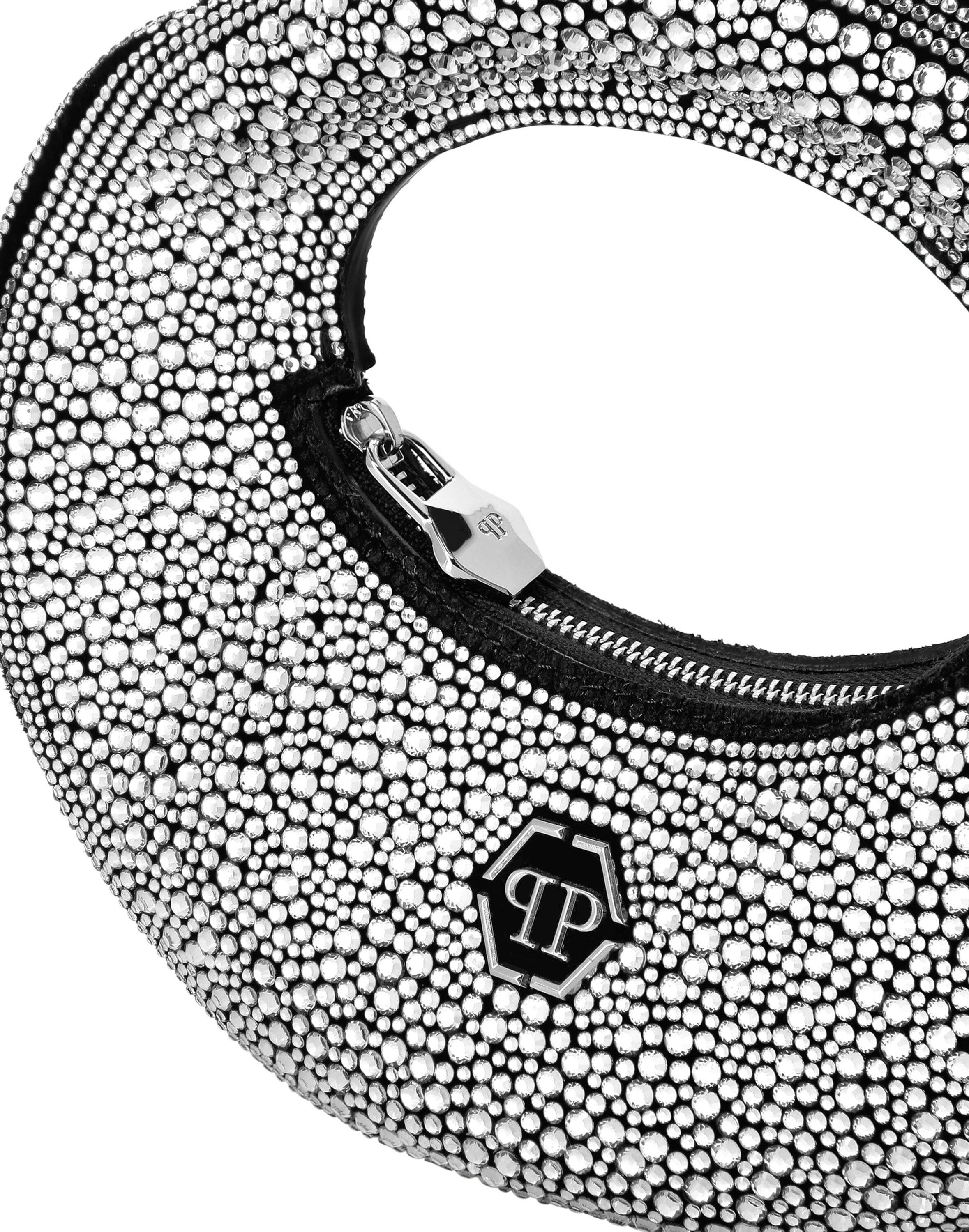 Handtasche PHILIPP PLEIN "Verziert", Damen, silber (02, schwarz), Taschen Handtasche