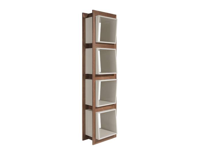 Angel Cerda Walnuss-Würfelregal Modell 3027, 50 x 41 x 200 cm, Graubraun, Echtholz,Nussbaum, Rechteckig,Rechteckig, 50x200x41 cm, Wohnzimmer, Regale, Bücherregale