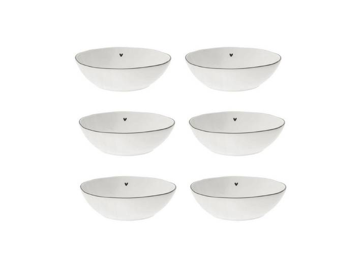 Bastion Collections Müslischüssel Schwarzes Herz, Keramik, Spülmaschinengeeignet, Weiß, schwarzes Herz, H: 5cm