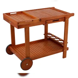 DELUKE Servierwagen MANUEL Rollbar Eukalyptus Natur 76x60x100cm Etagenwagen Tischwagen Rollwagen
